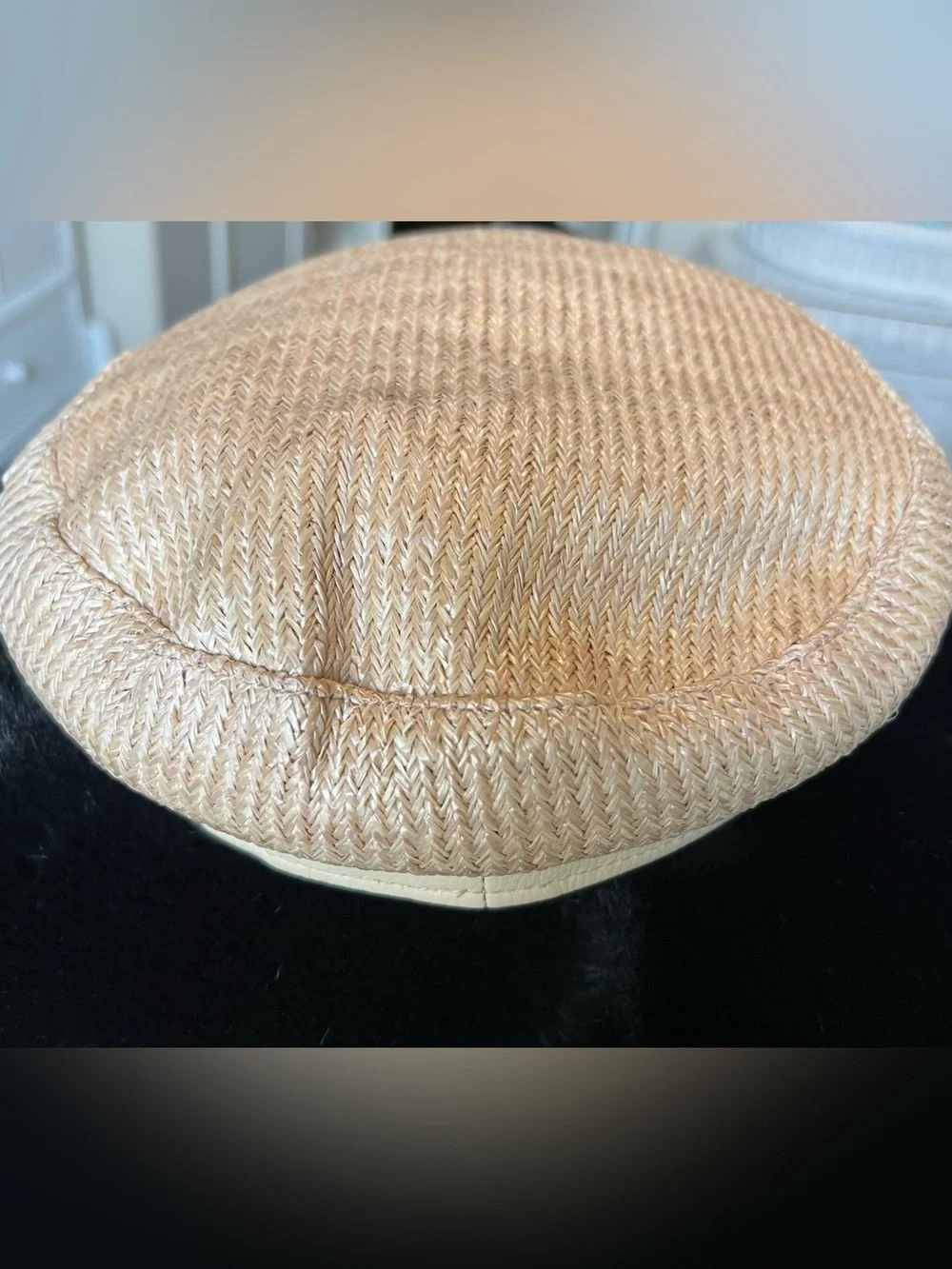 Vince Camuto OS Coated Paper Braided Natural Straw Baker Boy Cap